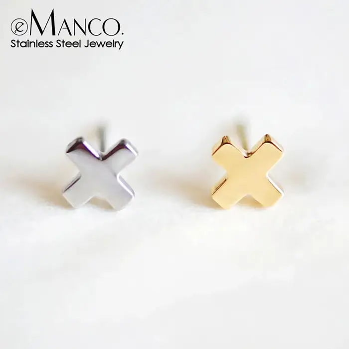 E-Manco-Boucles d'oreilles minimalistes en forme de X pour femmes