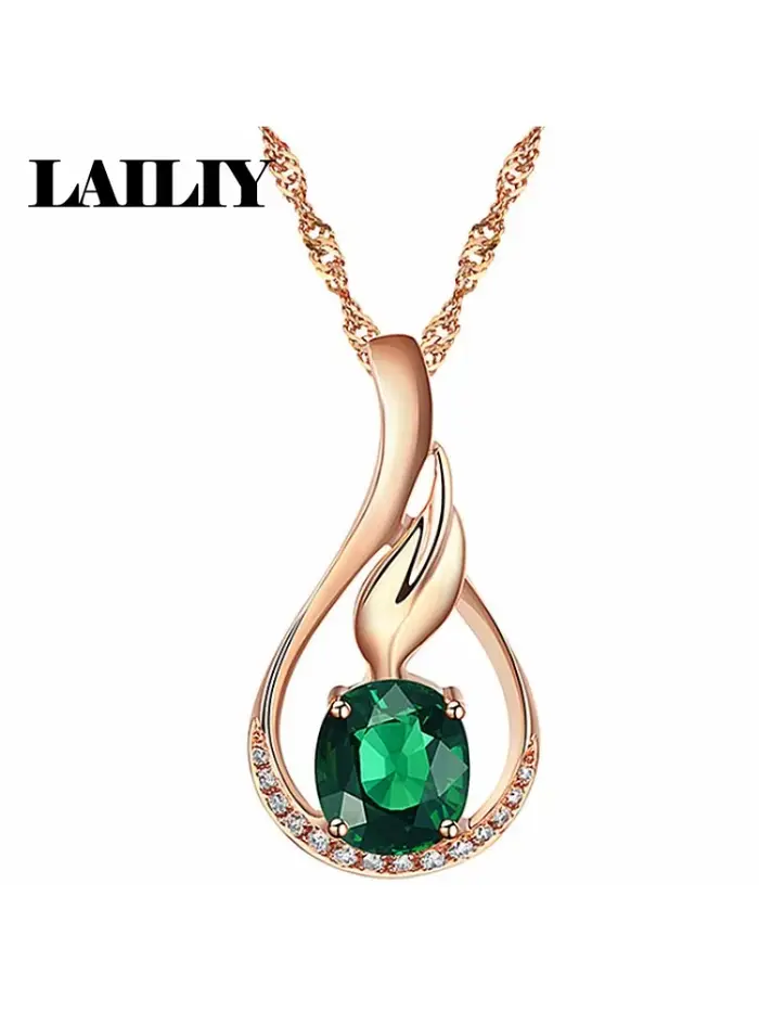 Collier LAILIY en argent sterling 925, or 18 carats, diamant, émeraude naturelle, tourmaline pour fe