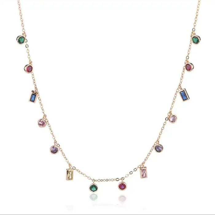 Chaîne de collier court Dopamine en Zircon coloré en acier inoxydable