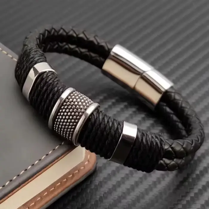 Bracelet à breloques Vintage multicouche marron en cuir véritable pour hommes, Style Business, Occas
