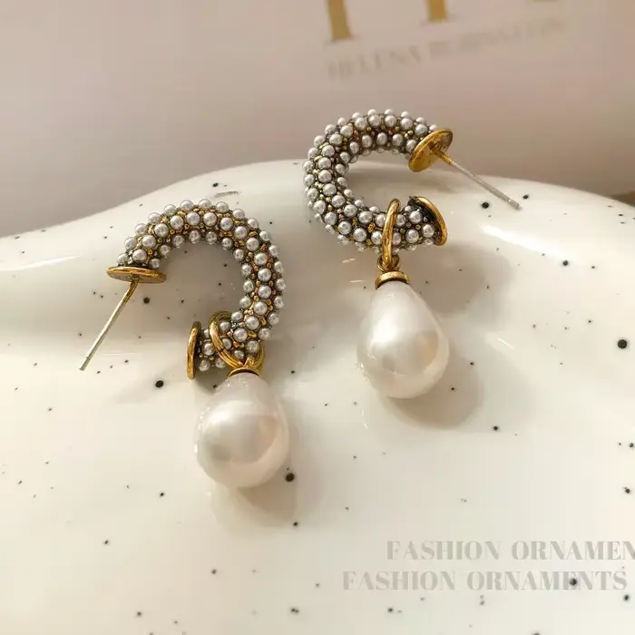 Boucles d'oreilles en forme de larme élégantes imitation perle pour femmes accessoires de mode bijoux tendance occasions spéciales