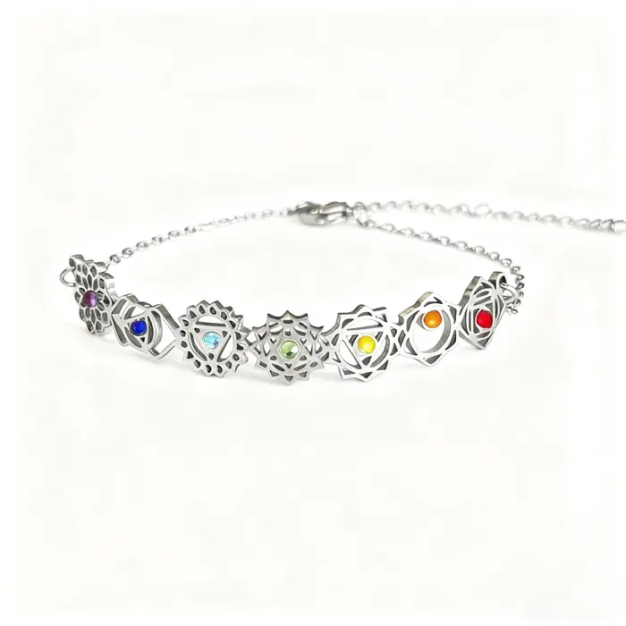 Bracelet 7 chakras plaqué or, avec zircon coloré, énergie spirituelle, bijoux de yoga, mode Boho, ch