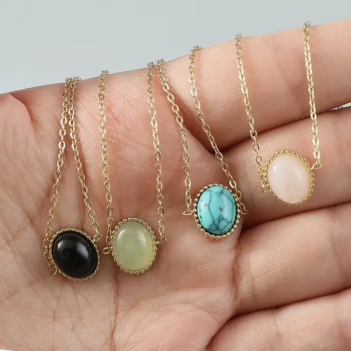 JOElegant-Bracelet en Pierre Naturelle de Style Bohème, Bijou en Titane et Acier de Qualité Supérieure, Forme Ovale, Vente en Gros en Usine