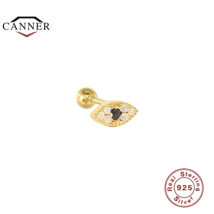 CANNER 925 argent Sterling noir Zircon cristal Piercing foudre boucles d'oreilles femmes exquise petite amie bijoux accessoires