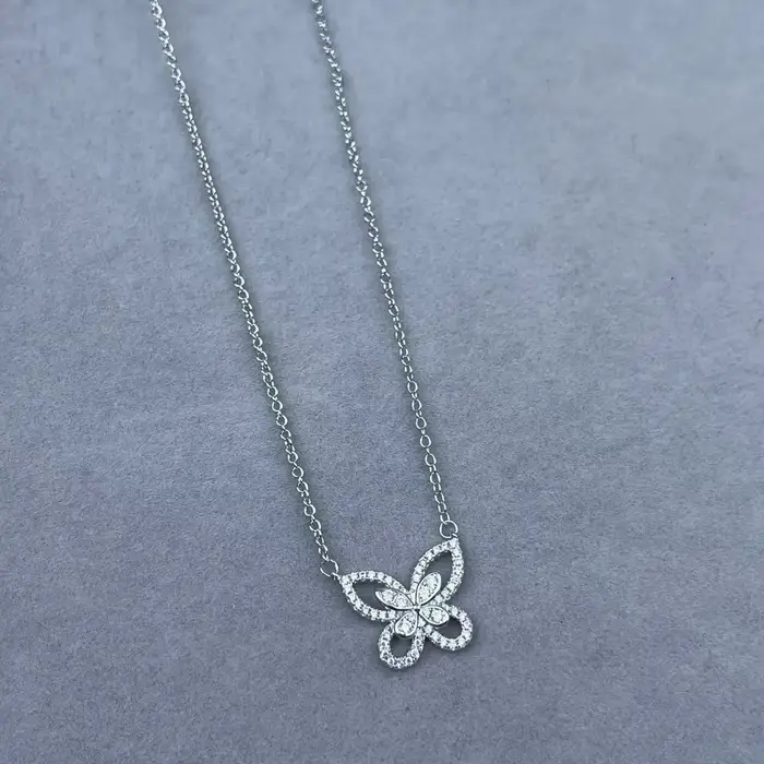 Collier classique de luxe en argent sterling S925 pour femme. Design papillon 1:1