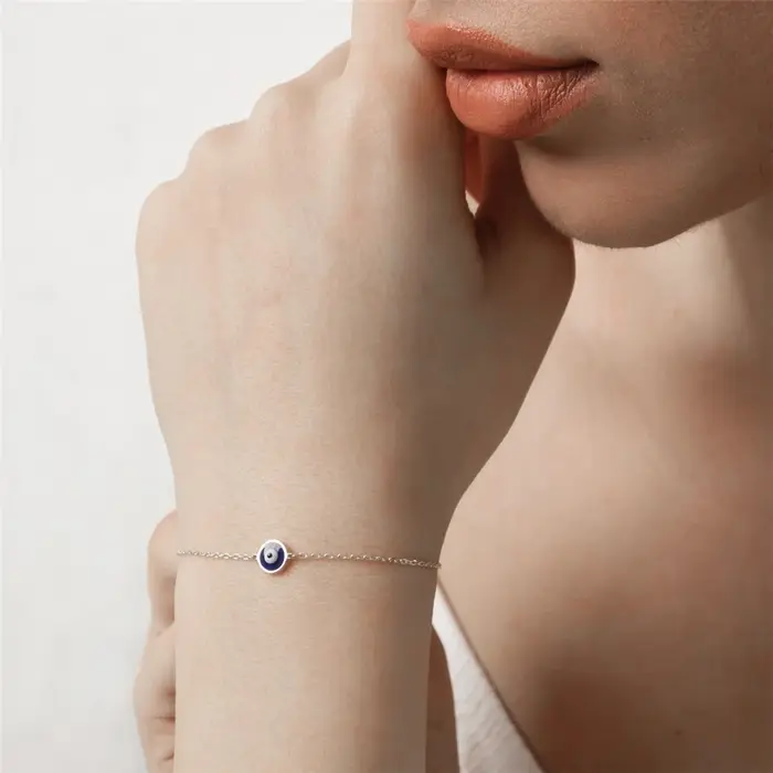Bracelet Mauvais Yeux pour Femme en Argent Sterling 925, Bijou Classique et Protecteur pour Mariage, Fiançailles et Autres Occasions Spéciales