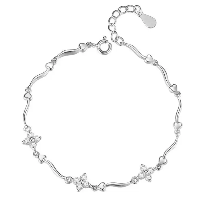 Bracelet en argent Sterling 925, trèfle à quatre feuilles exquis en Zircon, accessoires de bijoux po