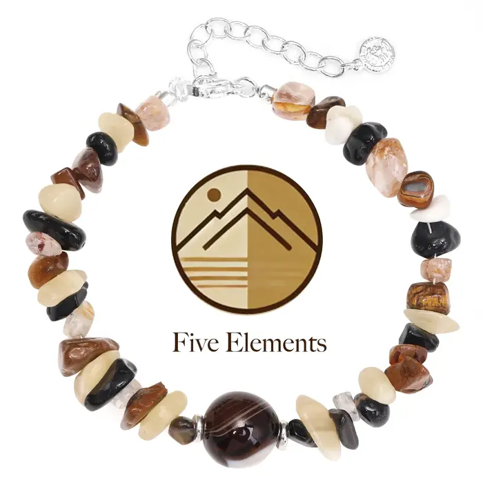 Bracelet réglable en cristal naturel à cinq éléments, guérison des chakras, richesse, cadeau porte-b