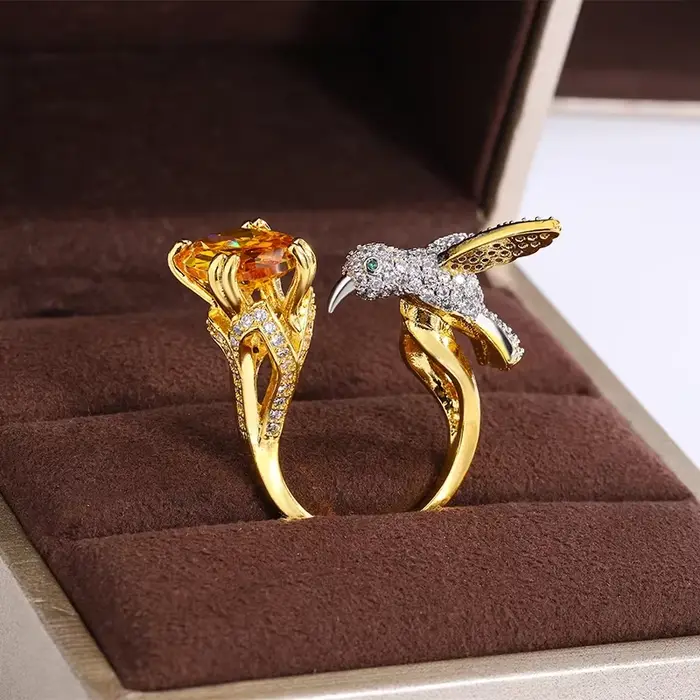 Bague créative en pierres précieuses colorées pour femmes