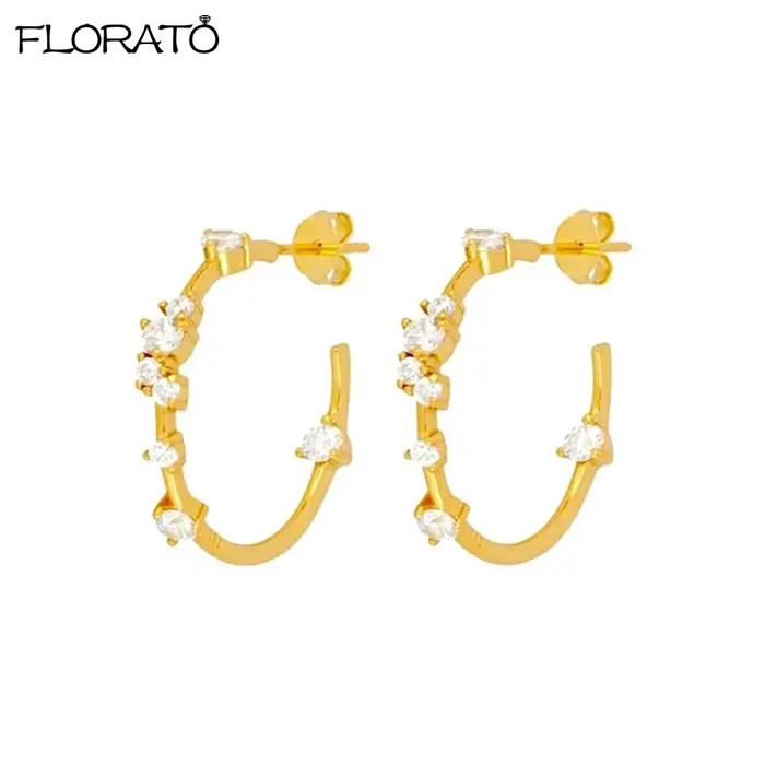Boucles d'oreilles Big C en argent Sterling 925, aiguille d'oreille pour femmes, boucles d'oreilles 