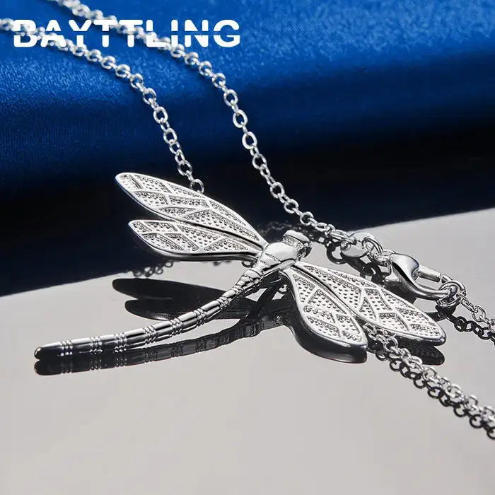 Collier en argent sterling 925 serti de libellule fine élégant pour femme occasions spéciales partys mariages anniversaires