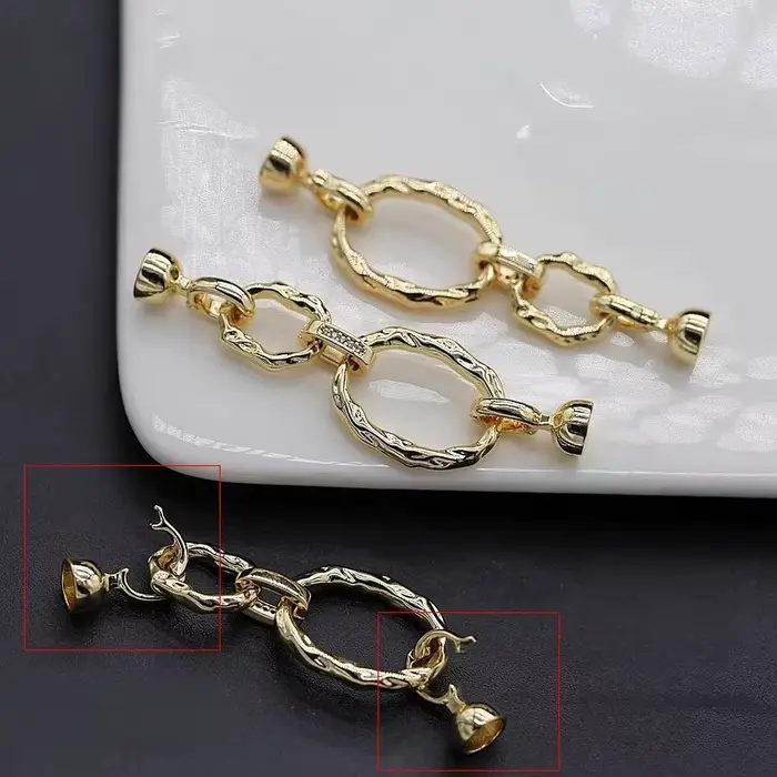 Chaîne de perles en cuivre plaqué or, grand et petit cercle, fermoir à Double rangée, accessoires de