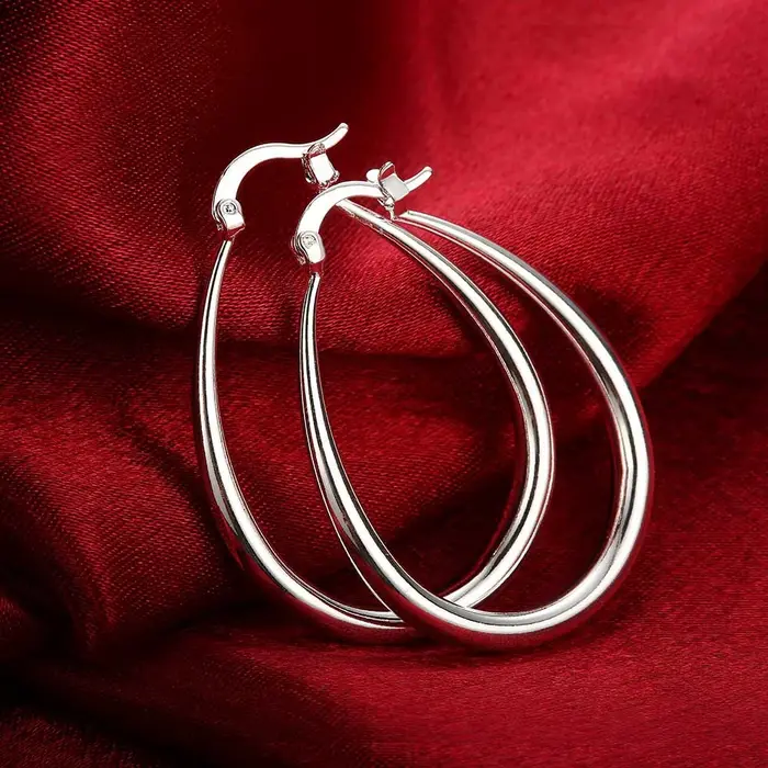 Boucles d'oreilles ovales en argent Sterling 925 plaqué or 18 carats pour femmes