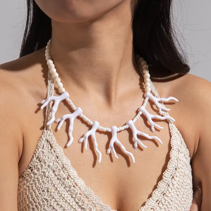 Collier de créature de corail océan de style vacances, colliers de perles de carnaval de saison de r