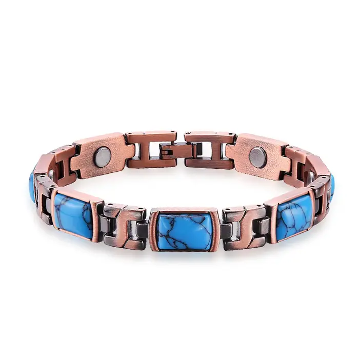 Bracelets magnétiques en cuivre pour femmes, bijoux de thérapie magnétique turquoise, cadeau avec ou