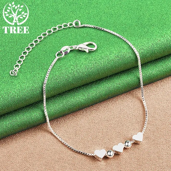 Bracelets en or 18 carats avec petites perles en forme de cœur pour femme