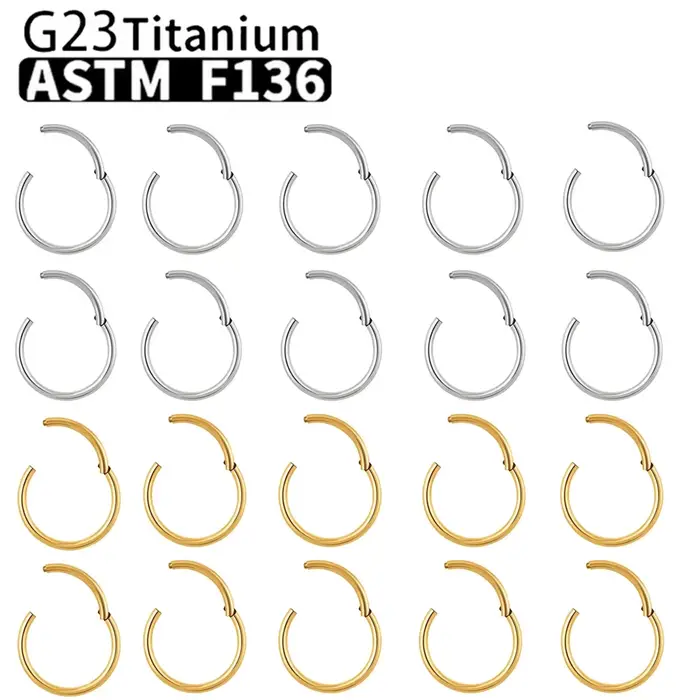 Anneaux de nez en titane G23, 10 pièces, pour femmes et hommes, bijoux de perçage, lèvre, oreille, c