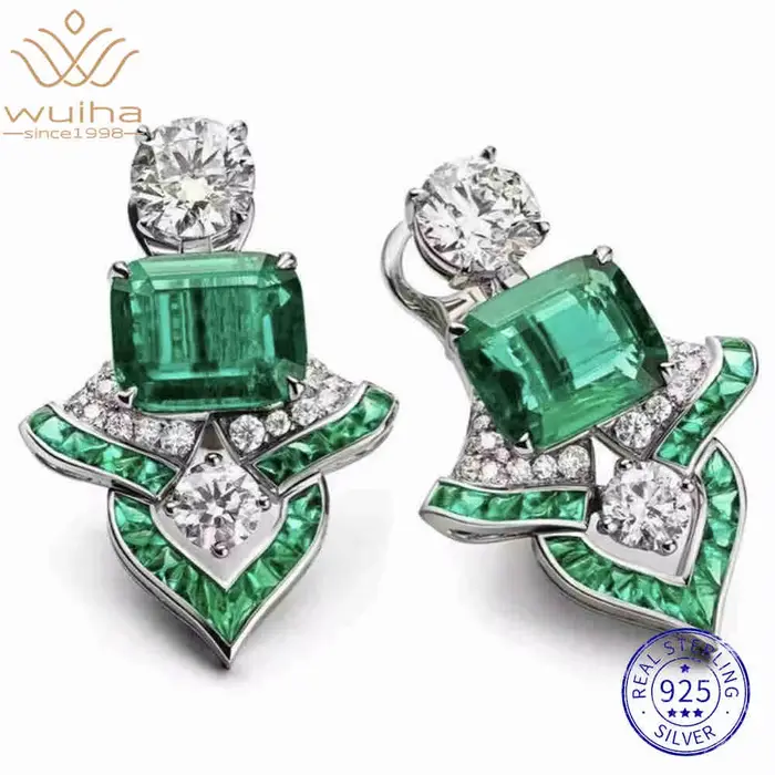 WUIHA Vintage 925 en argent Sterling laboratoire saphir émeraude diamants à haute teneur en carbone 