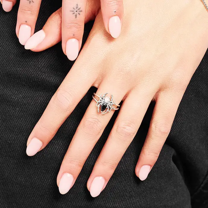 Bague Romance Araignée en argent sterling 925 sertie de zirconium blanc pour femmes occasions spéciales romantiques et fantaisie