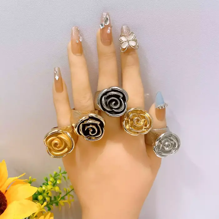 Bague Rose pour femme, accessoire de bourgeon Floral à la mode et luxueux, nouveau cadeau Rose pour femmes