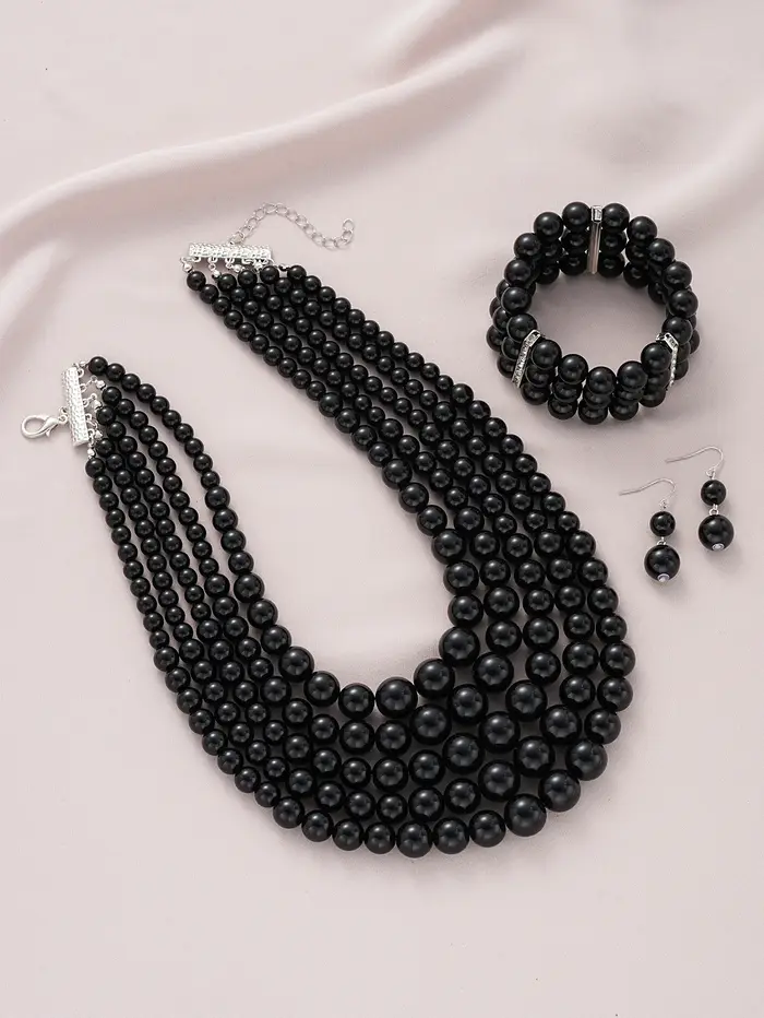 Ensemble de bijoux Punk en perles pour femmes, multicouches, Imitation de perles, ras du cou, collie