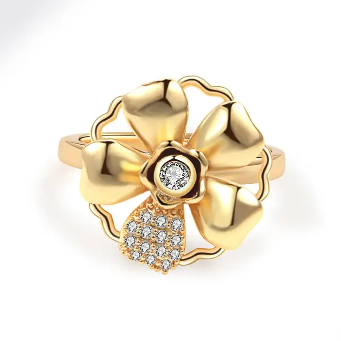 Anneau Anti-Stress et Anxiété pour Femmes Plante Fleurs Couleur Or Bague Déstressante Réglable Occasions Spéciales