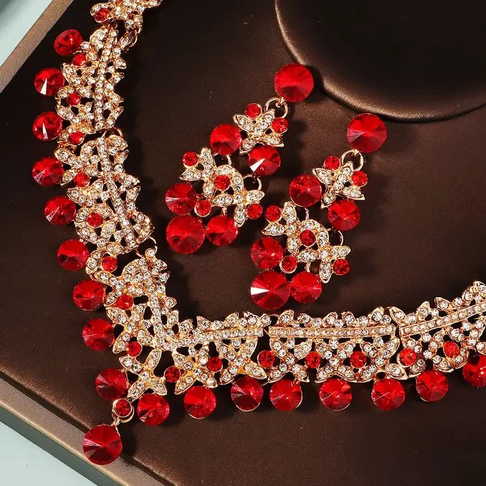 ATA ALLO-Ensemble Collier et Boucles d'Oreilles Classique de Mariage