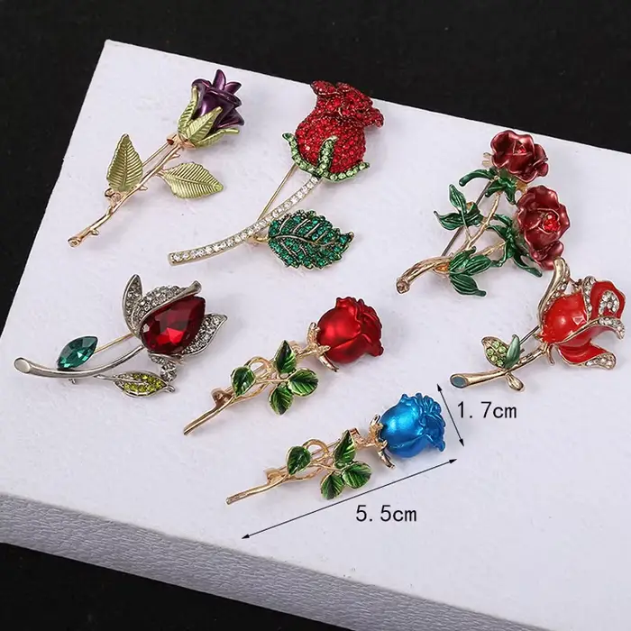 Broches à fleurs de roses élégantes pour femmes styles décontractés et sportifs occasions spéciales romantiques