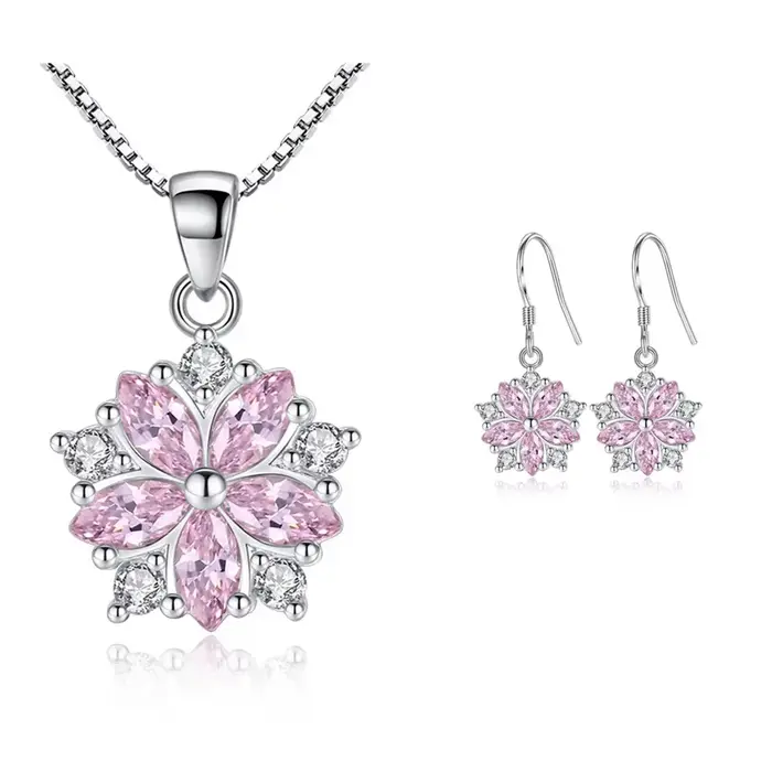 Ensemble de bijoux élégants en argent Sterling 925 Sakura dauphin Zircon