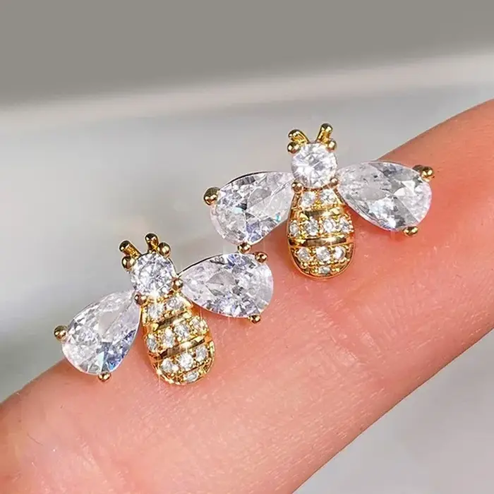 Nouvelles boucles d'oreilles en argent sterling 925, motif abeille, charme simple, petites boucles d