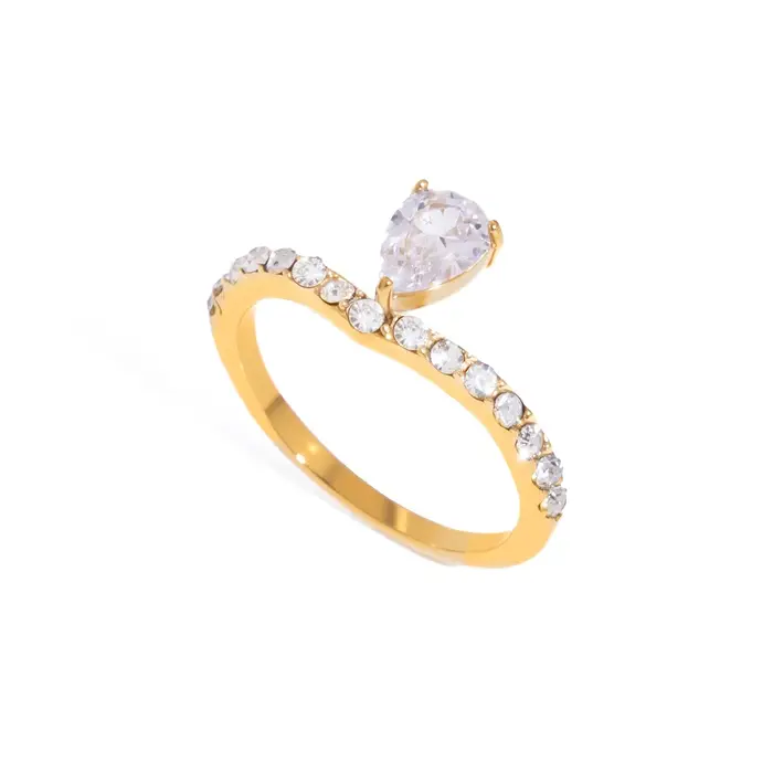 Bague fine en acier inoxydable Ars plaquée or 18 carats
