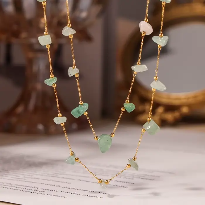 Ensemble de Colliers et Bracelets Artisanaux en Charbon Naturel Vert pour Femme