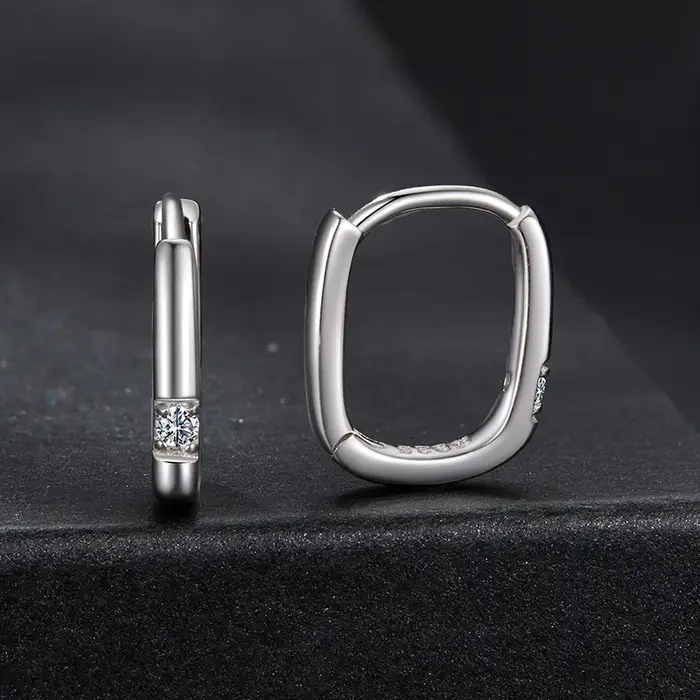 Bamoer U Moissanite ovale boucles d'oreilles géométrie oreille pince D couleur VVS1 EX 925 en argent Sterling Original luxe bijoux mère cadeau