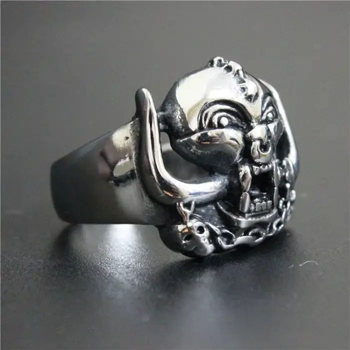 Anneau de motard en acier inoxydable 316L pour hommes et femmes, avec chaîne croisée, casque à la mode, nouvelle collection 2017