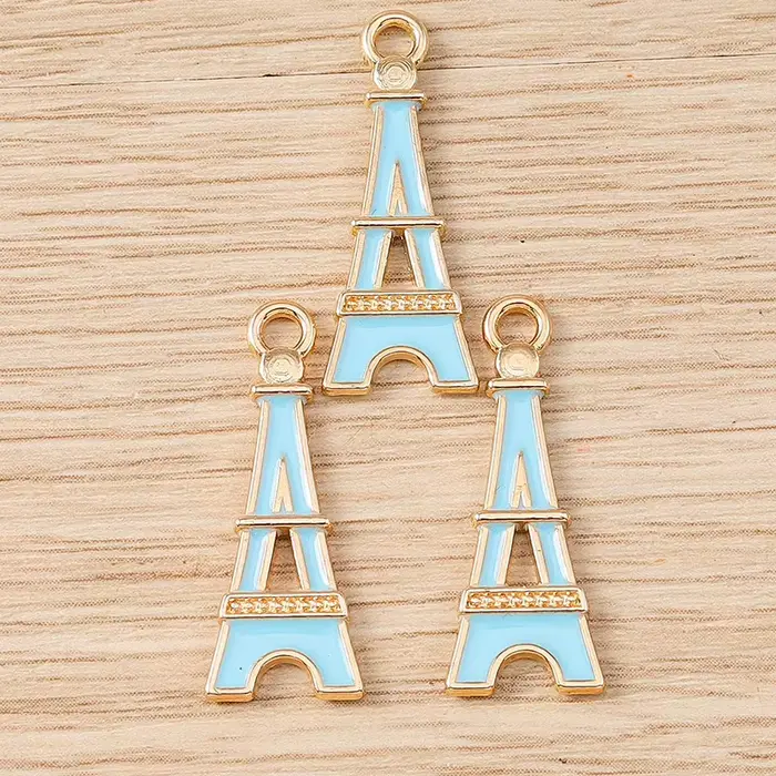 Tusember 10 pièces breloques en alliage émaillé Tour Eiffel de Paris pour pendentifs