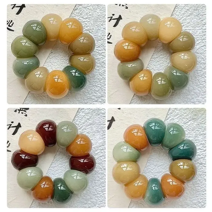 Bague de prière Zen Mala avec perles courbées polies colorées bracelet de méditation bouddhiste bijou anti-stress spirituel pour femmes occasions spéciales