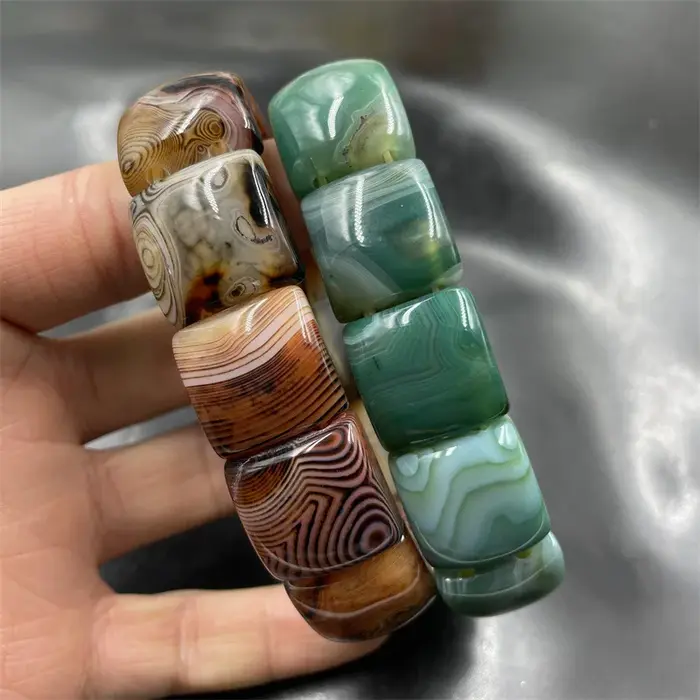 Bracelet en agate verte pour hommes et femmes de Madagascar Sardonyx