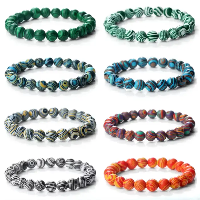 Bracelet en pierre précieuse malachite naturelle pour femmes et hommes, perles rondes faites à la main, bracelet d'énergie corporelle, bijou de guérison de yoga pour toutes les occasions