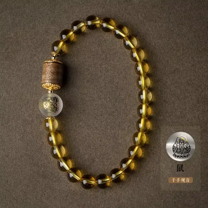 Bracelet bouddha du zodiaque Citrine brésilienne naturelle pour hommes et femmes, très Transparent a