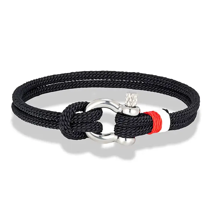 MKENDN – Bracelet en corde tressée bleu marine, Mini manille en fer à cheval en acier inoxydable ave
