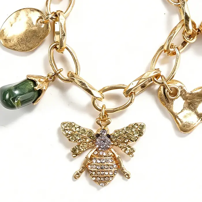 Bracelet à breloques abeille botanique