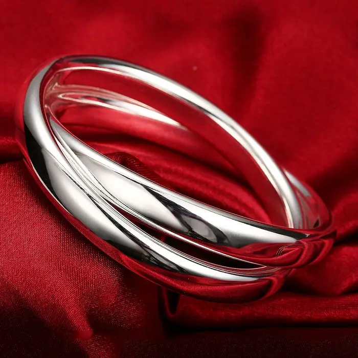 Bracelet à double anneau en argent Sterling 925 pour femmes