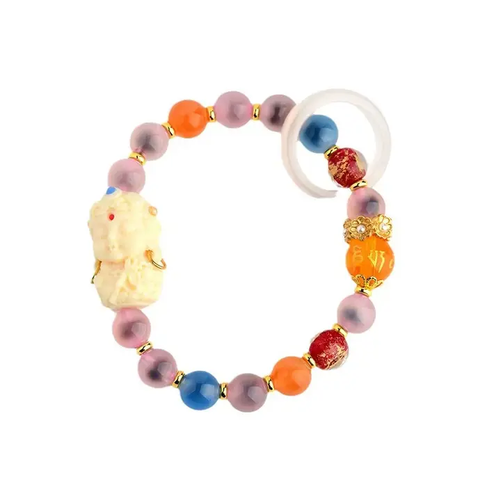 Original bonbons coeur Agate feuille d'or encens gris Tara Bracelet Multi gemme verre anneau de course bijoux créatifs culturels