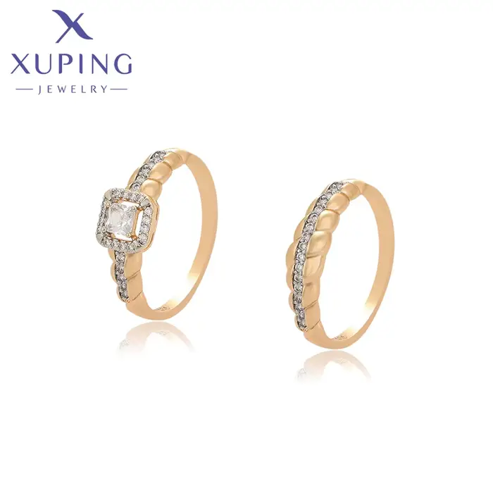 Xuping bijoux mode carré Couple bague ensemble couleur or anneaux pour hommes femmes cadeau de maria