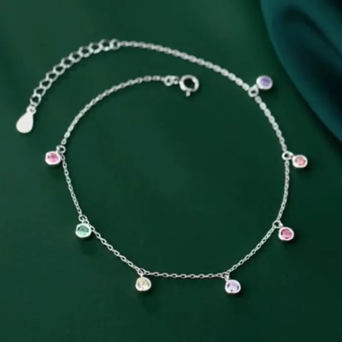 ANENJERY rond délicat Zircon breloque cheville pour femmes Bracelet Simple mode bijoux en gros