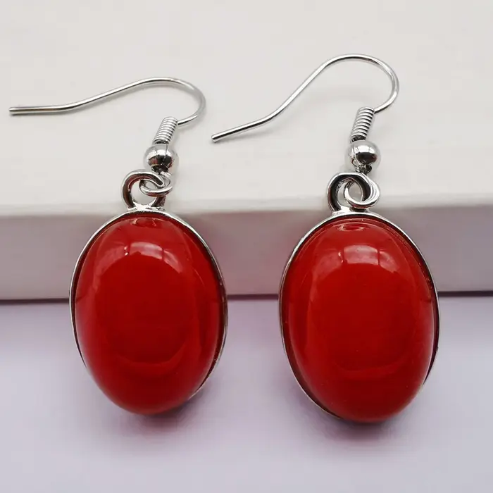 Boucles d'oreilles ovales en pierres de Labradorite