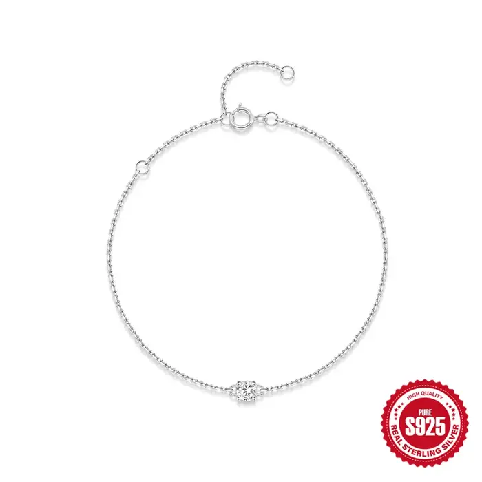 ROXI classique unique rond Moissanite 925 Bracelet en argent Sterling pour les femmes de luxe usage 