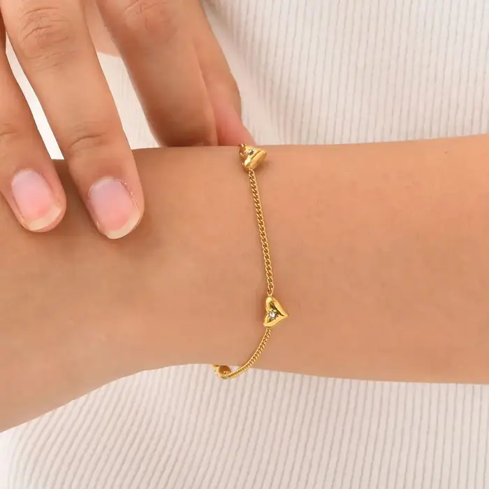 Bracelet Vintage en Acier Inoxydable avec Cœur localité pour Femme