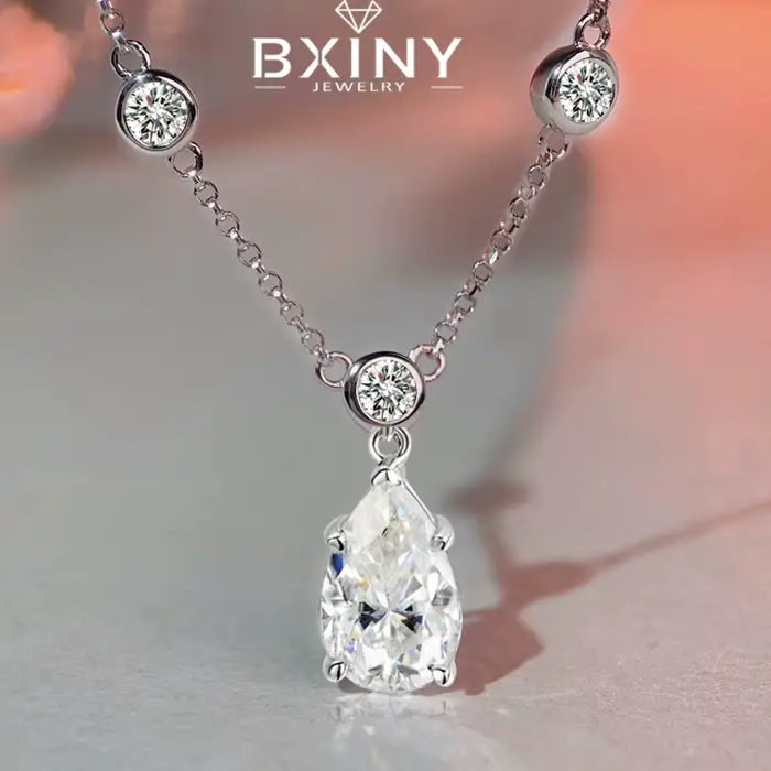 BXINY 4CT poire coupe Moissanite pendentif collier S925 argent goutte d'eau laboratoire diamant bulle cou chaîne pour les femmes bijoux fins cadeaux