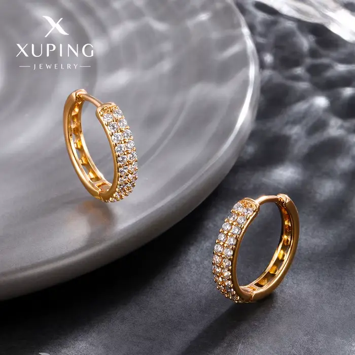 Boucles d'oreilles de luxe en or pur 24K 9999 pour femmes, anneau d'oreille élégant, Double diamant,